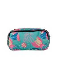 Estojo Rectangular com Duplo Fecho Totto - Azul com Frutos