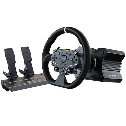 Conjunto MOZA Racing R5 ( Base Volante R5 + Volante ES + Pedais SR-P + Suporte de Mesa R5)