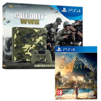 Pack Consola Sony PS4 1TB Edição Especial Camo + Call of Duty WWII + Assassin's Creed Origins