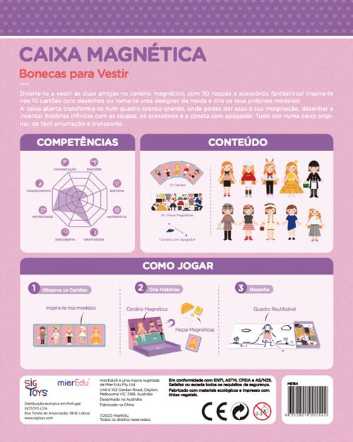 Boneca Magnética com roupas e acessórios