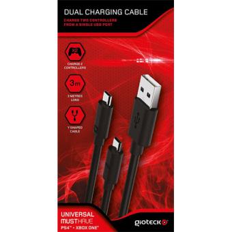 Gioteck Dual Micro USB Charging Cable (PS4/Xbox One/PC
