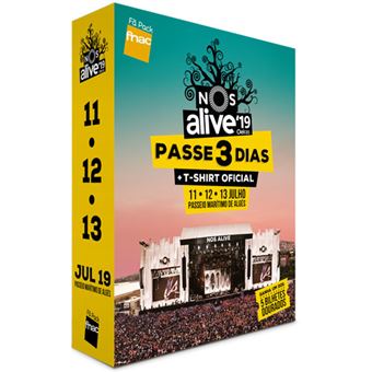 Fã Pack Fnac NOS Alive 2019 - Passe 3 Dias T-Shirt L - PREÇO: 149€ PACK + 11€ CUSTOS DE OPERAÇÃO