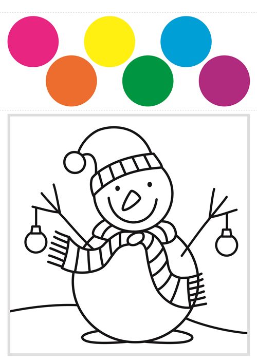 Imprimir um boneco de neve para colorir Colorir e Pintar!