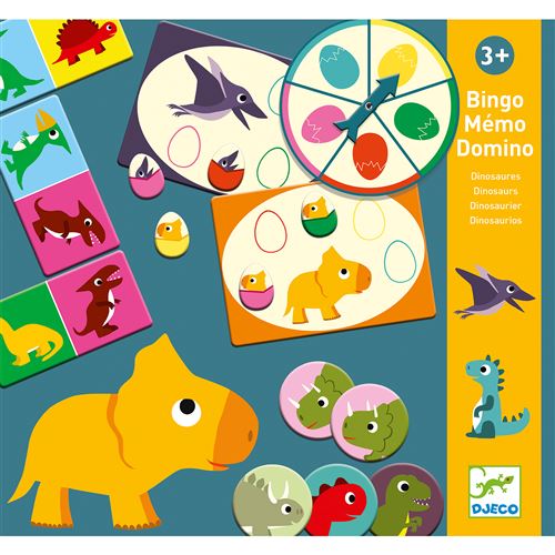 Kit 4 Jogos Quebra Cabeça Dominó Dinossauros Bingo Cores