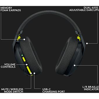 Logitech-G435 Lightspeed Bluetooth Wireless Gaming Headset, Surround Sound  Headphone, Over-Ear para PC, jogos portáteis