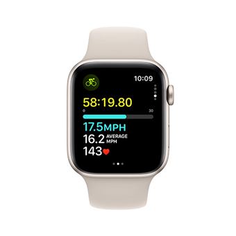 Compre o artigo Apple Watch SE GPS + Cellular, Caixa em alumínio meia‑noite  de 44 mm com Bracelete desportiva luz das estrelas - S/M - Apple (PT)