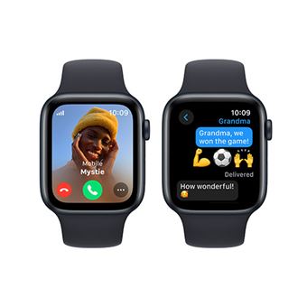 Compre o artigo Apple Watch SE GPS + Cellular, Caixa em alumínio meia‑noite  de 44 mm com Bracelete desportiva luz das estrelas - S/M - Apple (PT)
