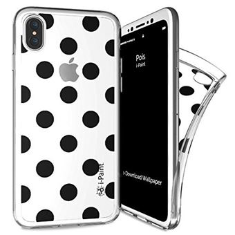 Capa I-PAINT Trendy Pois para iPhone X/XS - Preta e Branca