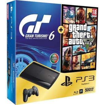 Pack Consola Sony PS3 Slim 500GB + Gran Turismo 6 + GTA V