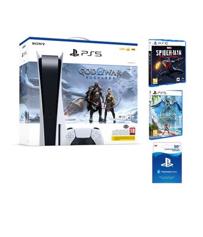 PS5 Standard + Voucher God of War Ragnarök PS5 + Spider-Man Miles