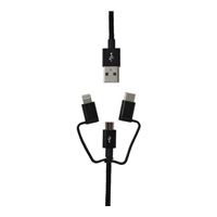 Cabo Micro-USB/USB-C/Lightning Temium 1.0M - Preto