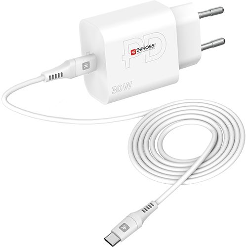 Carregador Skross USB-C 30W- Power Delivery- Branco