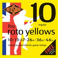 Jogo de Cordas Rotosound Guitarra Elétrica Nickel Wound R10 Roto Yellows 10-46