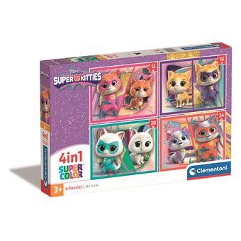 Puzzle Super Color 4 em 1 Disney Junior: Super Kitties - Clementoni ...