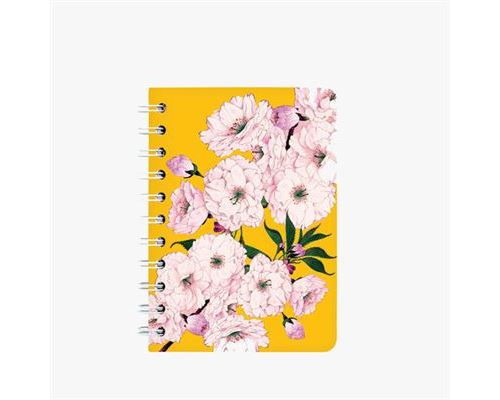 Caderno Pontilhado Espiral Cedon A6 Flores - Amarelo
