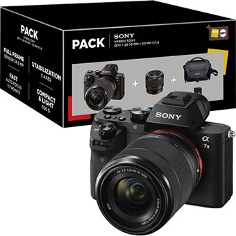 Pack Fnac Sony Alpha α7 Mark II + SEL-2870 FE 28-70 mm f/3.5-5.6 OSS + FE 50mm f/1.8 + Cartão SD + Bolsa
