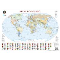 Mapa do Mundo de Parede Médio - Plastificado
