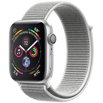 Apple Watch Series 4 44mm - Alumínio Prateado | Bracelete Loop Desportiva - Branco Concha
