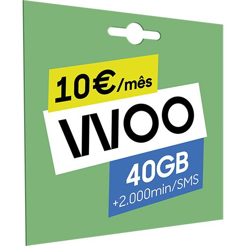 Cartão SIM WOO 25GB + 500 Minutos - 10€