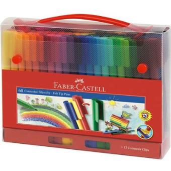 Caixa 60 Marcadores de Feltro Connector Faber-Castell