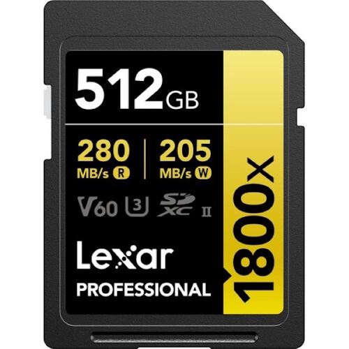 Cartão de Memória SDXC Lexar Professional 1800x - 512GB