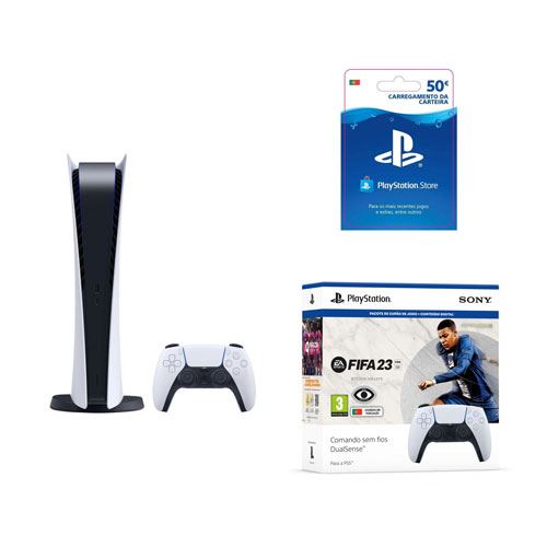 PS5 Digital + Cartão Playstation Network 50€ + Comando DualSense