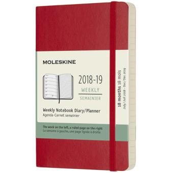 Agenda Semanal 18 Meses 2018-2019 Moleskine Notebook Soft Vermeho Bolso