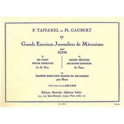 17 grands exercices journaliers de mécanismes flûte traversière - Taffanel et Gaubert