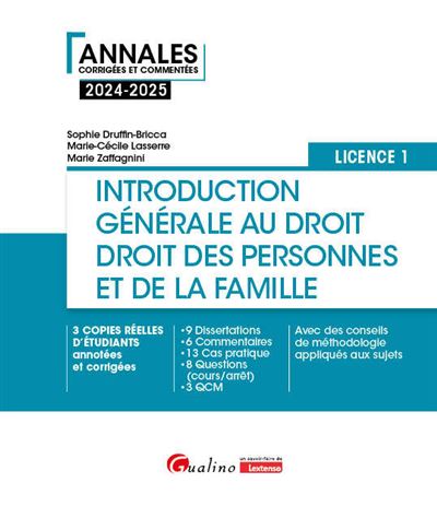 Introduction generale au droit et droit des personnes et de 