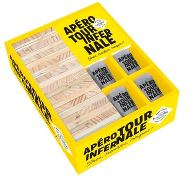 COFFRET Apéro tour infernale 1 livre+ 6 pieces de bois + 4 verres - Collectif - Hachette Pratique - Coffret - Jeux livres objets