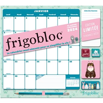 Frigobloc Mensuel 2024 Déco Chats (de janv. à déc. 2024) - édition limitée  janvier-decembre 2024 - Collectif - Achat Livre