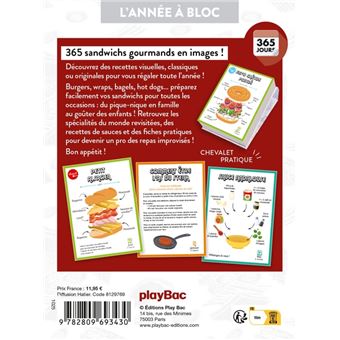 Calendrier Sandwichs, Burgers & Cie en 365 jours - L'Année à Bloc