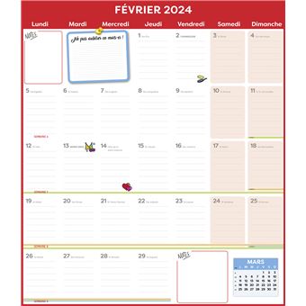 FRIGOBLOC MENSUEL 2024 AVEC STYLO 4 COULEURS (DE JANV. A DEC. 2024)