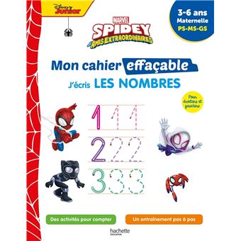 Disney - Spidey et ses amis extraordinaires  - Mon cahier effaçable - J'écris les nombres (3-6 ans)