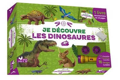 Je découvre les dinosaures - coffret avec lampe et kit excavation + 1 lampe + 1 kit excavation - Eric Mathivet - Deux Coqs D'or - Boîte ou accessoire - Jeux livres objets - Deux Coqs D'or