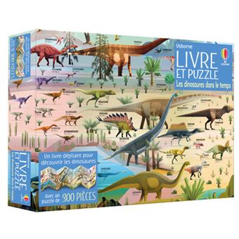 Puzzle de dinosaure avec rangement de boîte de fer de voyage