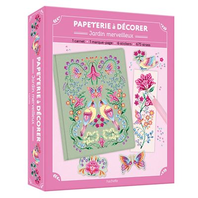 Papeterie à décorer -Jardin merveilleux - coffret avec accessoires - Leslie Wedeux - Hachette Enfants - Coffret - Document jeunesse