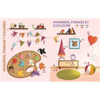 Maqulae Livre Parlant d'apprentissage Bilingue Espagnol Anglais, Jouet éducatif Interactif pour Enfants avec Effets Sonores, Musique et Portable