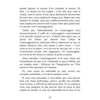 La Maîtrise de soi-même par l'autosuggestion consciente