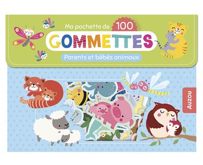 Ma pochette de 100 gommettes  - parents et bébés animaux