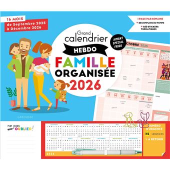 Grand calendrier hebdo Famille organisée 2026 - 1