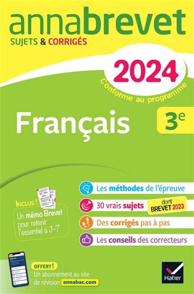 Annales Du Brevet Annabrevet 2024 Français 3e Sujets Corrigés ...