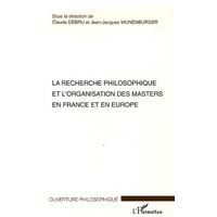 La recherche philosophique et l'organisation des masters en France et en Europe