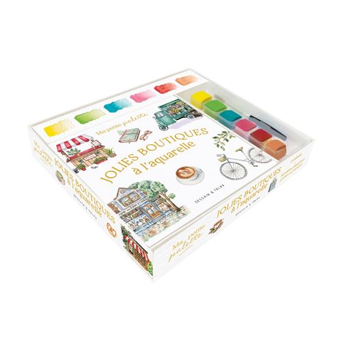 Ma petite palette : Jolies boutiques à l'aquarelle -  Collectif - Larousse - Coffret - Jeux livres objets