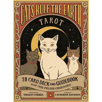 VYIBPDY – Jeu De Tarot Cats Rule The Earth Avec Livre Pour Débutants – 78 Cartes Illustrées De Chats, 10,6 X 6,2 Cm