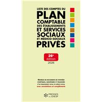 Liste des comptes du plan comptable des établissements et services sociaux et médico-sociaux privés