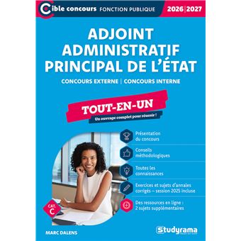 Adjoint administratif principal de 2e classe de l’État – Tout-en-un (Catégorie C – Concours 2026-2027)