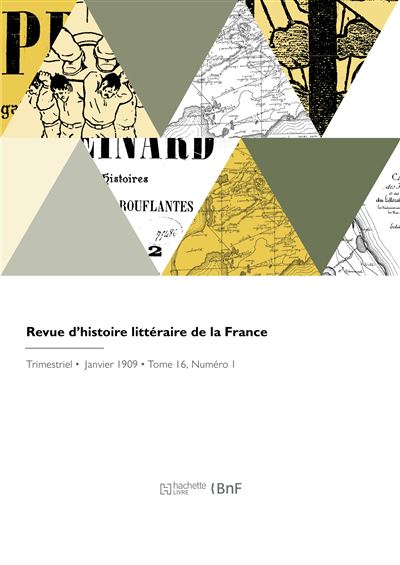 Revue d'histoire litteraire de la France