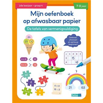 Mijn oefenboek op afwasbaar papier Tafels van vermenigvuldiging (7-8 j.) - 1