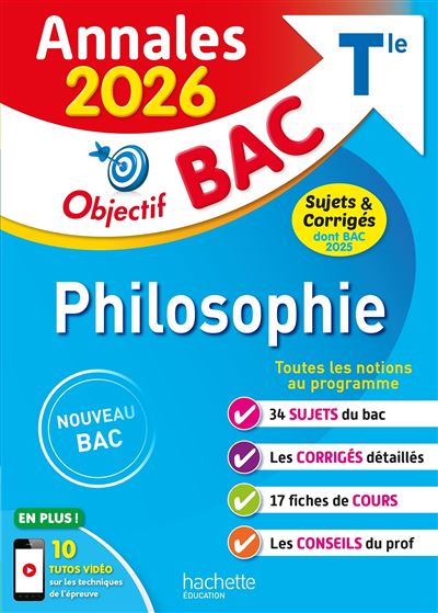Annales Objectif BAC 2026 - Philosophie Tle - sujets et corr